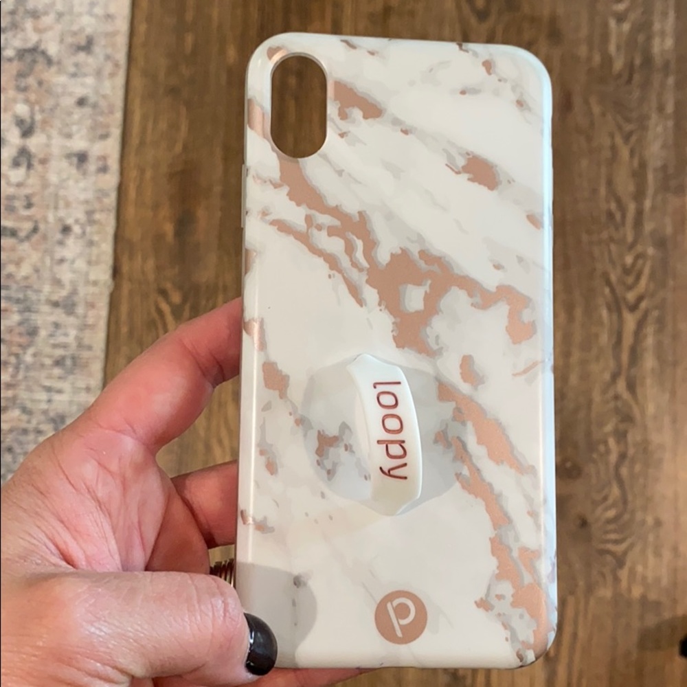 iPhone XS Max  loopy case white & rose gold marble